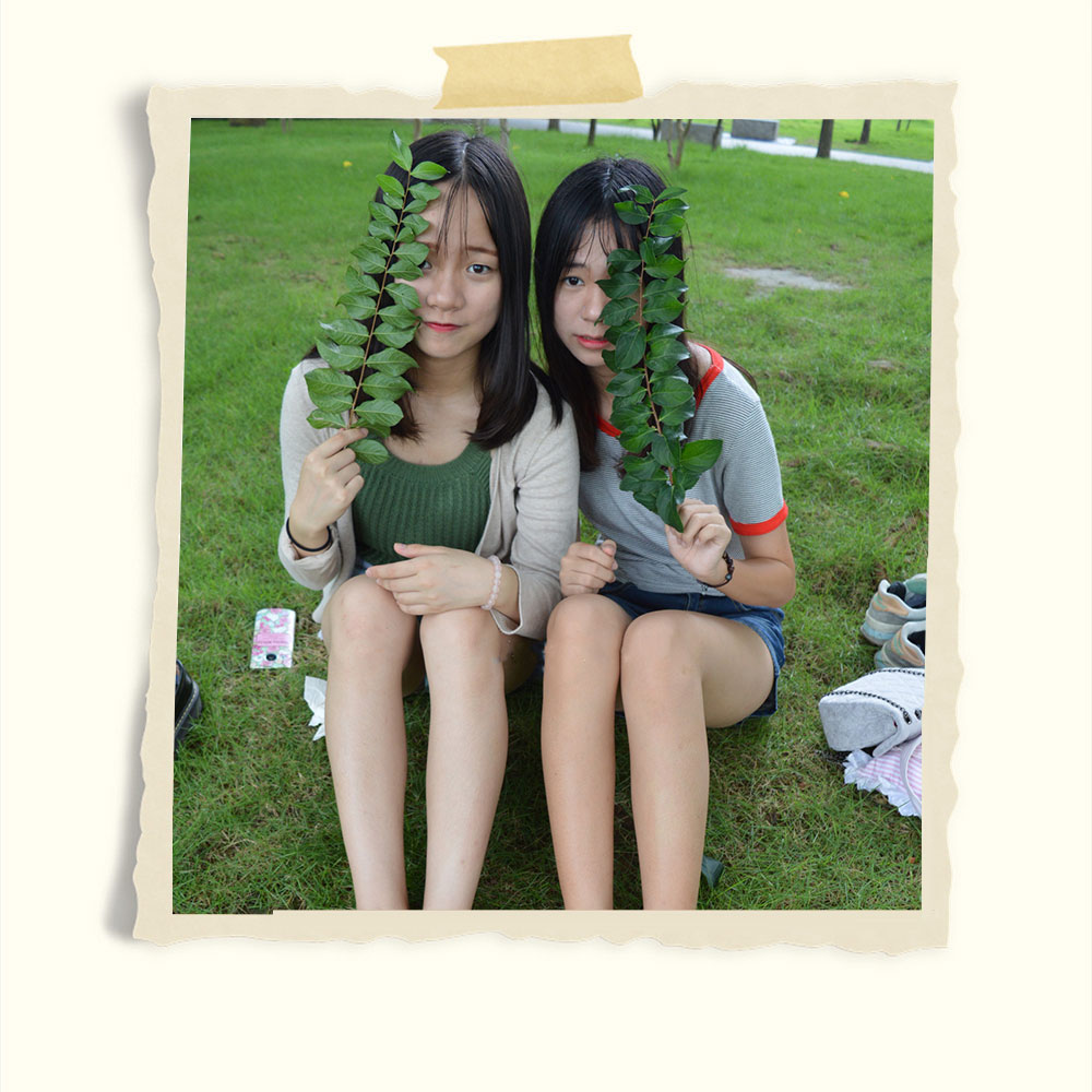 草坪上的姐妹花