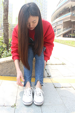 学姐帆布鞋の船袜脚丫