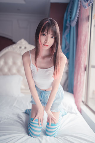 条纹长棉袜