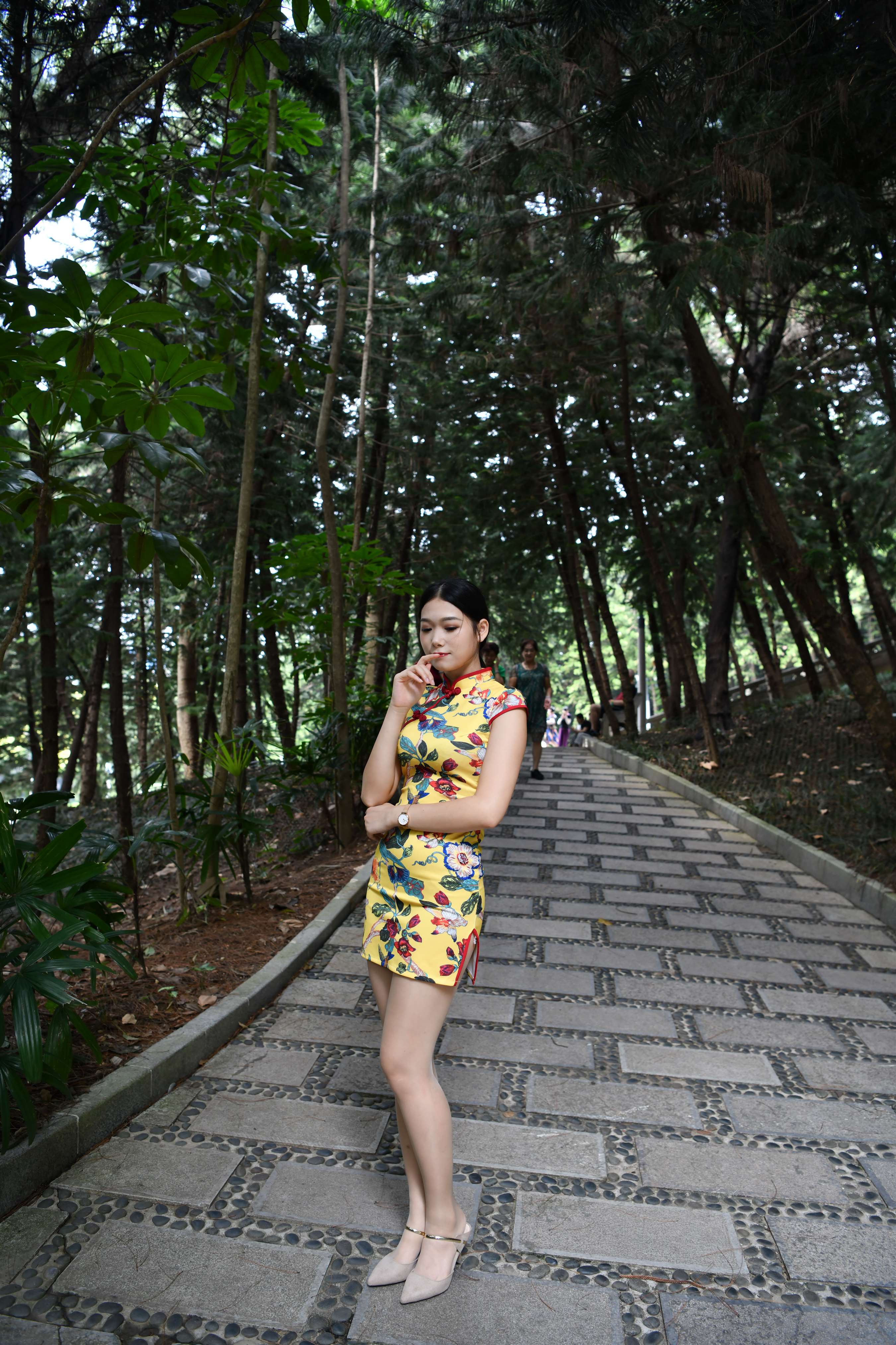 《旗袍小姐姐在凉亭乘凉》作品图