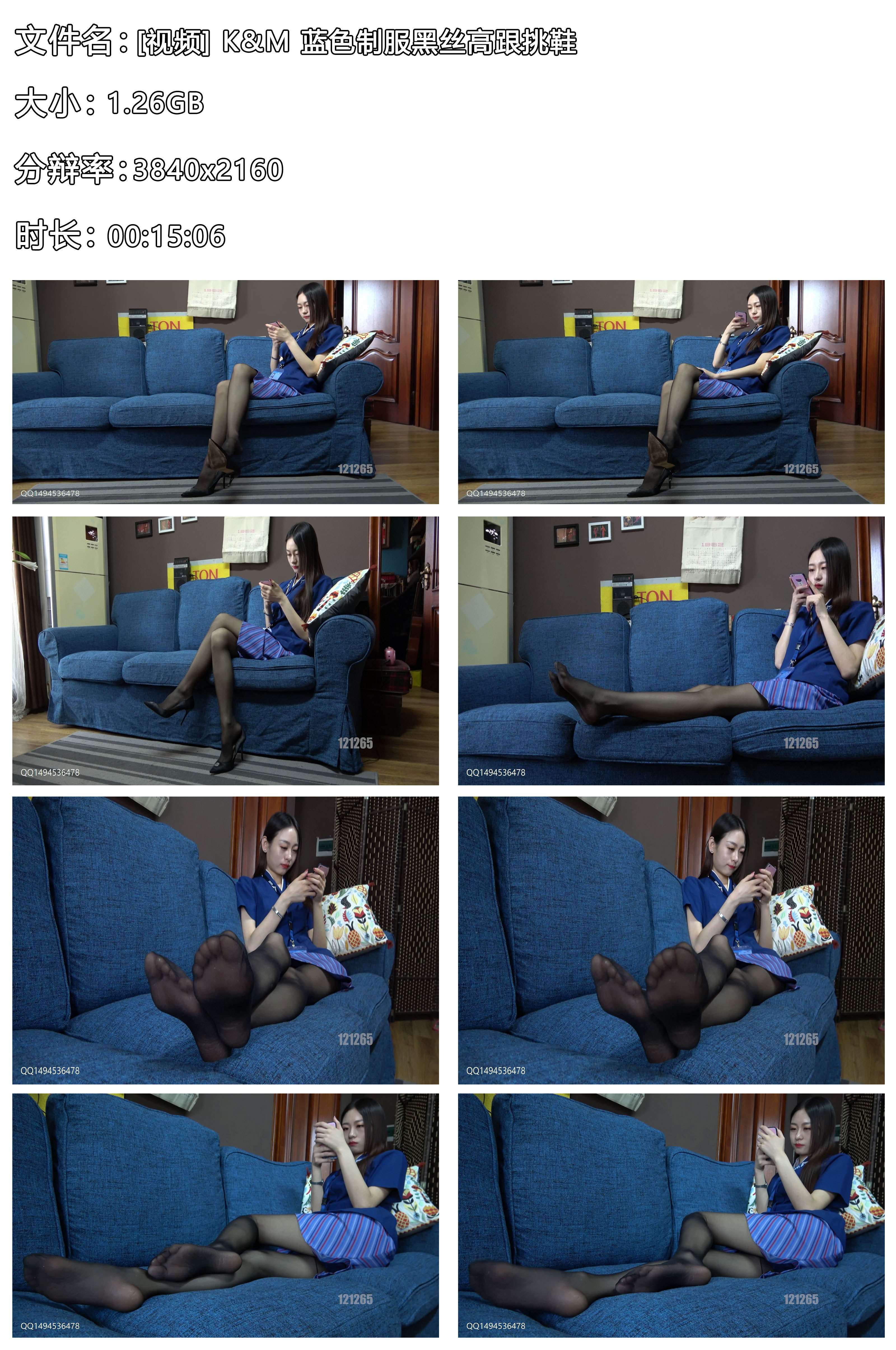 《[视频]-K&M-蓝色制服黑丝高跟挑鞋》作品图