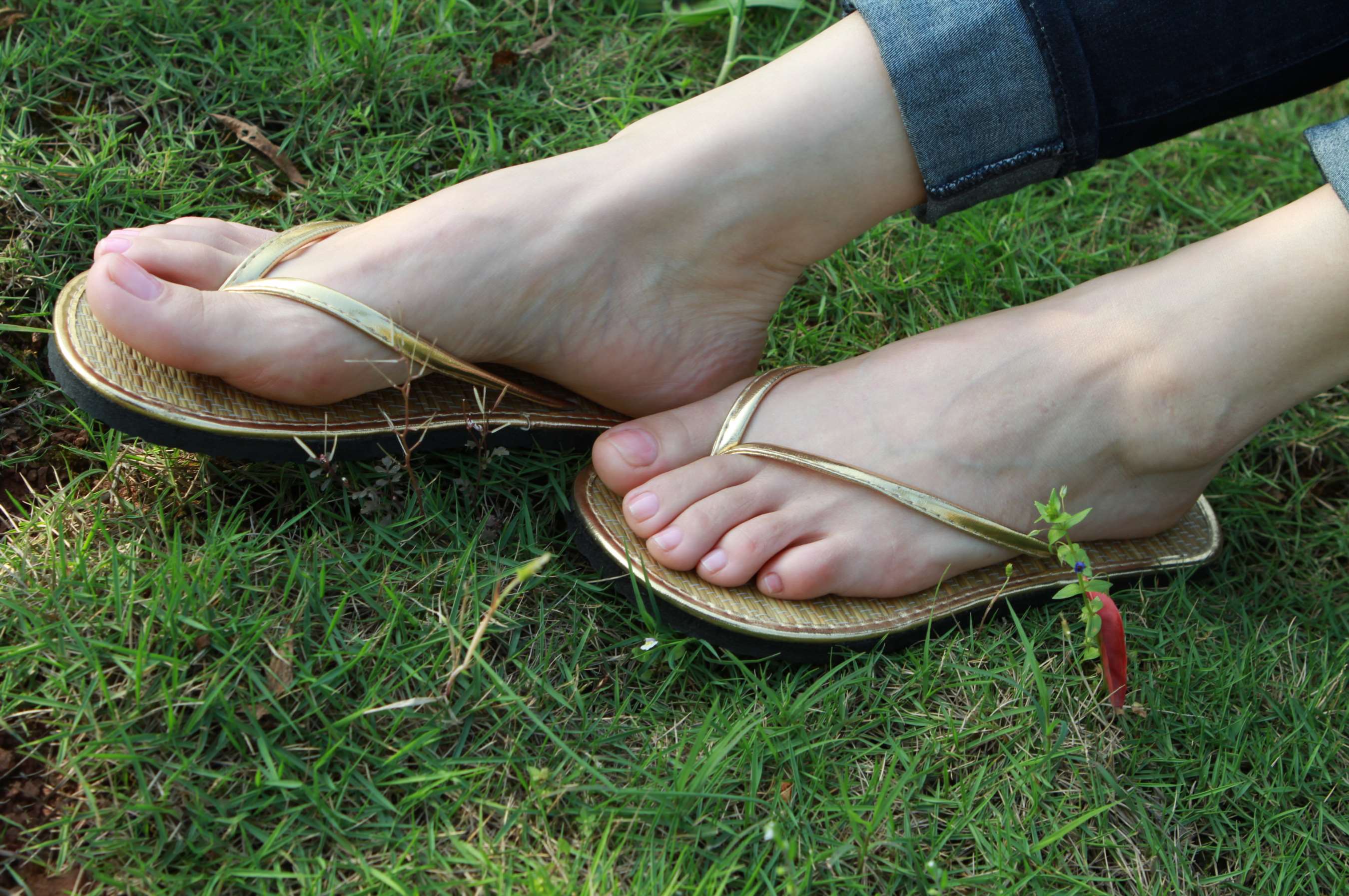 《少女人字拖嫩足踏青》作品图