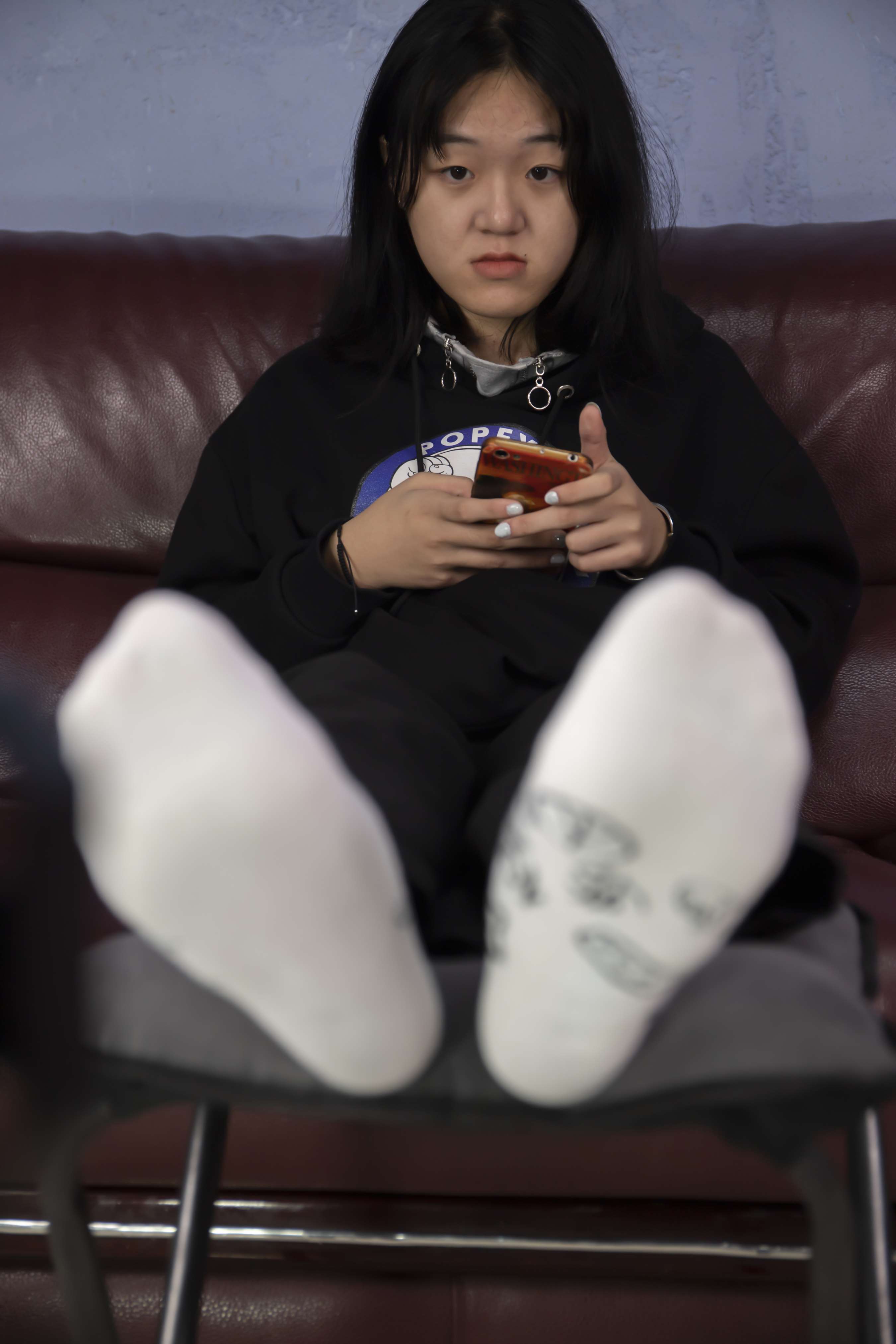 《小曼秀原味棉袜肉感大脚，量脚，扭动脚丫》作品图