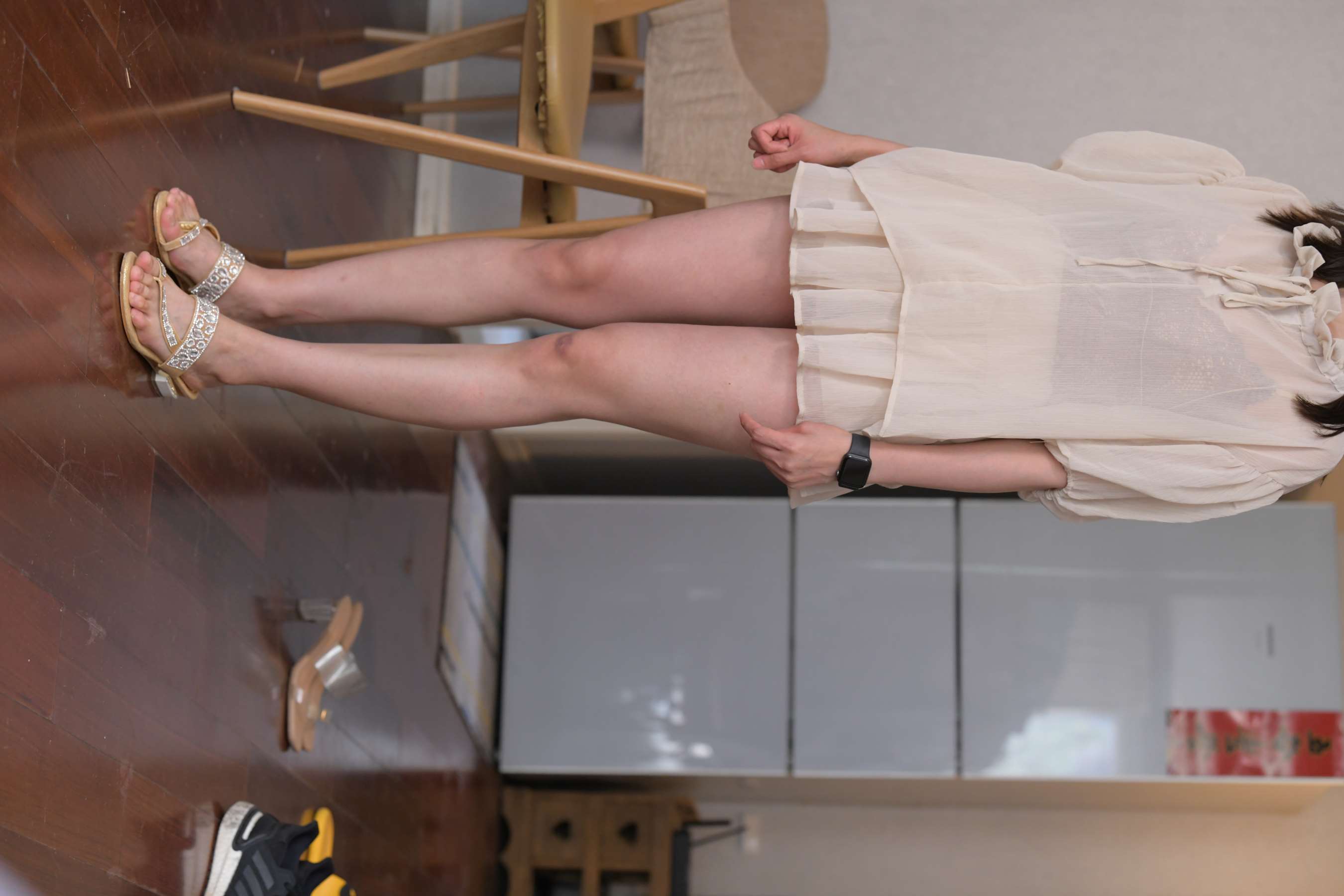 《褐色纱裙少女的嫩足》作品图